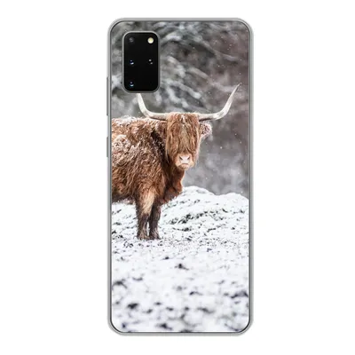 Produktbild von MuchoWow® Handyhülle Schutzhülle Hülle für Samsung Galaxy S20 Plus Schottischer Highlander - Baum - Schnee Silikon Softcase Handy Hülle - Hartschale