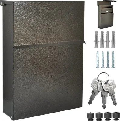 Produktbild von Alsten Tech Designer Briefkasten aus pulverbeschichtetem Edelstahl Wandbriefkasten mit 3 Schlüssel Postkasten für Haus und Büro 30x23x6,5 cm A5 geeignet, Braun Bronze Antik