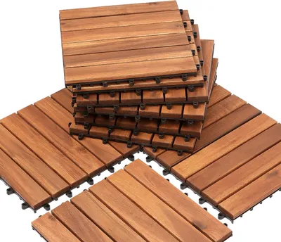 Obrázok produktu pre Eikuavons: Jednoduché na údržbu, akáciové dlaždice, 99 kusov, rozmer 30x30 cm, modulárne, vhodné na terasu alebo do záhrady