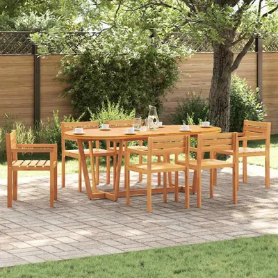 Imagen del producto de Maison Exclusive: Juego de comedor de jardín de 7 piezas, fabricado en madera de acacia maciza