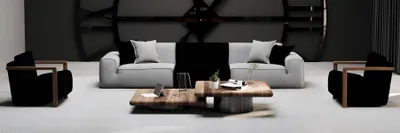 Produktbild von Sofa mit 2 Sesseln für das Wohnzimmer in stilvollem Design