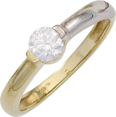 Produktbild von JOBO Damen Ring 333 Gold Gelbgold Weißgold kombiniert 1 Zirkonia Goldring Größe 54
