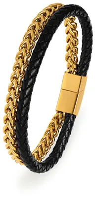 Immagine prodotto di Bracciale in pelle bicolore - Lunghezza: 21 cm