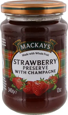 Produktbild von Mackays Erdbeerkonfitüre Erdbeermarmelade mit Champagner Topf 340 Gramm