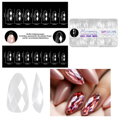 Produktbild von 140 Stück Transparent Falsche Nägel Tips, Full Cover Nageltips für Nagelstudios und DIY Nail Art, Stil: 6