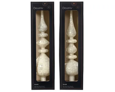 Produktbild von Christbaumspitze Glas 35cm Antik 1 Stück sortiert - Winterweiß