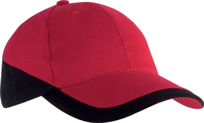 Produktbild von K-Up Uni Kappe Panel Cap Baseball Cap Combed Baseballcap Basecap, Größe:U, Farbe:Red/Black