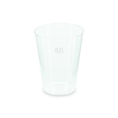 Produktbild von 200x Mehrwegbecher Pfandbecher transparent PP Eichstrich 0,2 l Ø 6,8 cm
