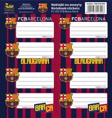 Produktbild von Selbstklebende Etiketten für Notizbücher 8 Stück FC BARCELONA, FC-201, 708018002
