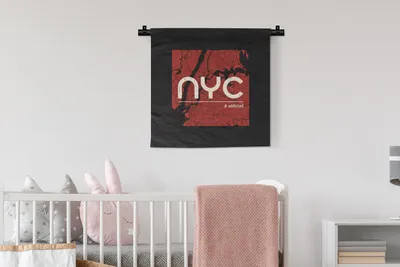 Produktbild von MuchoWow® Wandteppich Wandbehang New York - Rot - Schwarz 60x60 cm Tapisserie Dekoration Wandtuch - Dekorationen - Wand Decke