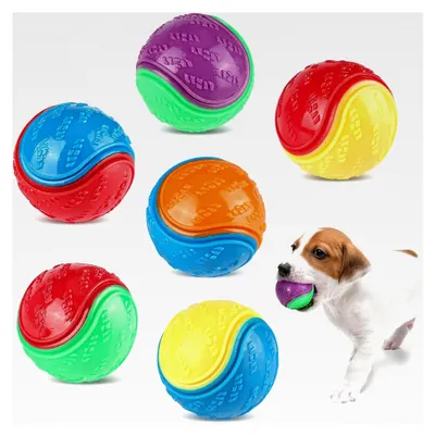Produktbild von 6 x Quietschende Hundebälle, Interaktives Hundespielzeug für Training und Spiel