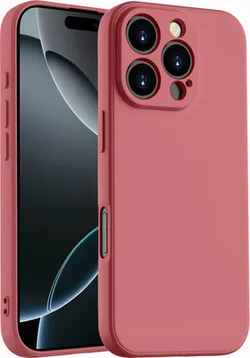 Produktbild von Hülle für iPhone 16 Pro Slim Liquid Silikon Gel Gummi Stoßfest Schutzhülle Kamelie Rot