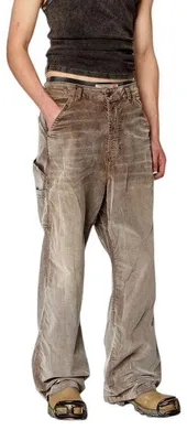 Image de Diesel D-livery 068jf Pantalon ample en velours côtelé pour homme, jambe droite, Rrp275 - W34/L32