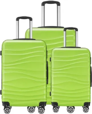 Immagine prodotto di Valigia valigia 3 pezzi trolley rigido set valigia set bagaglio a mano bagaglio da viaggio ABS-04 verde chiaro