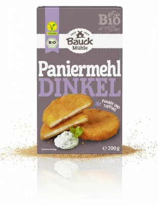 Produktbild von Bauckhof Dinkel-Paniermehl, Semmelbrösel, CE, 339 kcal, 1439 kJ, 1,3 g, 13 g