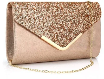 Produktbild von Glitzer Clutch Bag mit Kette Damen Abendhandtasche Sequins