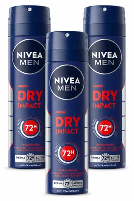 Immagine prodotto di 3 deodoranti spray NIVEA MEN Dry Impact, 150 ml - confezione - 3 pezzi