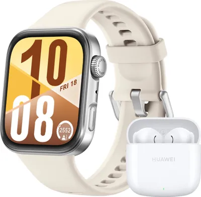 Produktbild von Huawei Watch Fit 4, silbernes Gehäuse + FreeBuds SE 2, Farbe:Weiß