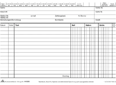 Produktbild von RNK Kontokorrentkarte A5 weiß 100St 1 x Soll-Haben-Saldo