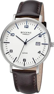 Produktbild von Regent Armbanduhr Herren Leder Analog Uhr dunkelbraun Lederarmband URF1516