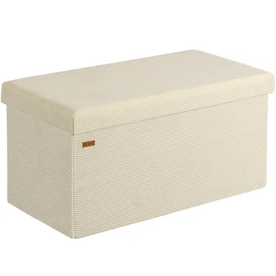 Produktbild von CASARIA® Sitzbank mit Stauraum Beige Cord Faltbar Sitzbank 300kg Belastbar 76x38cm Truhe für Wohnzimmer Schlafzimmer Flur Diele Truhenbank Bank