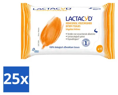 Productafbeelding van Lactacyd verwijdert.Verpakking met 15 stuks per verpakking, in totaal 25 stuks