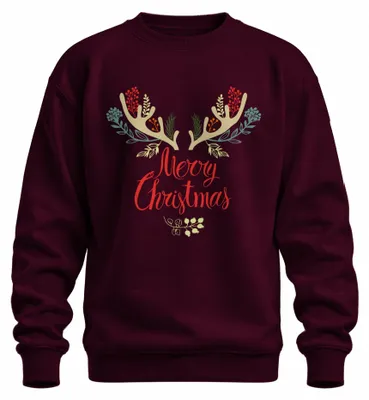 Obrázek produktu pro Merry Christmas Reindeer Firs - vánoční vánoční dárek Uni vánoční svetr, bordó, 3XL