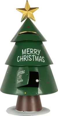 Image de Clayre & Eef Décoration de Noël Boîte aux lettres Ø 18x35 cm Vert Métal