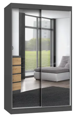Obrázok produktu pre Šatníková skriňa 120 cm so zrkadlom RANNO 3 - dub artisan / antracit