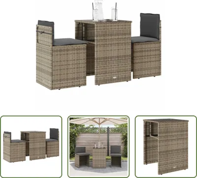Produktbild von The Living Store 3-tlg. Bistro-Set mit Kissen Beige Poly Rattan