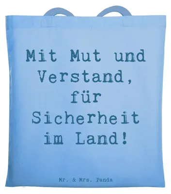 Produktbild von Mr. & Mrs. Panda Shopping Tasche Spruch Polizist Mut Verstand - Sky Blue - Geschenk, canvas, Schultasche, Aufmerksamkeit, Bedanken, Danke sagen, Wertschätzung, Tote Bag