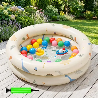Produktbild von Aufblasbares Kinderplanschbecken mit Dinosauriermotiv, 90 x 25 cm, für Garten und Balkon