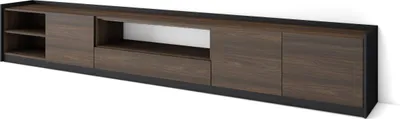 Produktbild von TV-Schrank, Lowboard, 310x37x50cm, Für TV-Geräte bis zu 80", Fernsehtisch, Dunkler Eiche und Schwarz