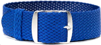 Produktbild von ClassicWatchStraps Perlon Uhrenarmband - Blau, 18 mm, Silber gebürstet