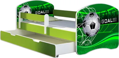 Immagine prodotto di Letto ACMA per giovani letto per bambini letto junior completo di rete a doghe e protezione anticaduta Verde 14 Goal 160x80 + rete