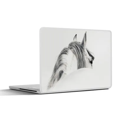Produktbild von MuchoWow® Laptop Aufkleber Sticker Cover Pferd - Weiß - Tier 30x22 cm - Laptop-Sticker