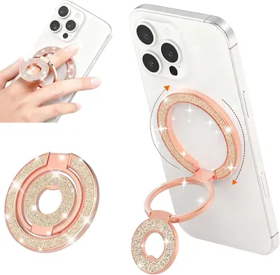 Image de Support magnétique pour téléphone, rose, avec rotation à 360 degrés