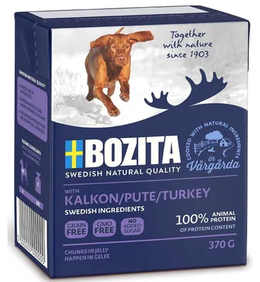 Zdjęcie produktu dla Mokra karma dla psa BOZITA Mięsne kawałki z indyk w galaretce 370g