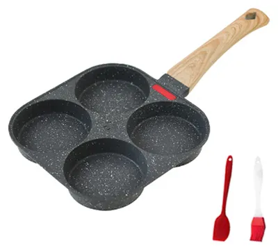 Produktbild von Bratpfanne für Eier - Mini Omelettpfanne - Antihaftbeschichtung - Aluminiumlegierung - Für Gas & Induktion - Ergonomischer Griff - Für Camping - Schwarz