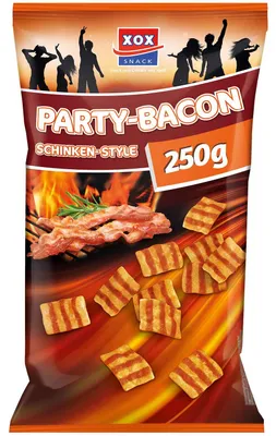 Immagine prodotto di XOX Party Bacon Ham Style salato, croccante e affumicato 250g