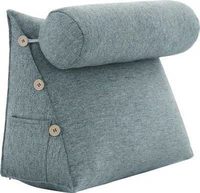 Image de Coussin de dossier Pillow Palette gris 60 cm - Coussin de lecture pour lit et canapé, grand coussin de dossier mural avec housse lavable et coussin de nuque