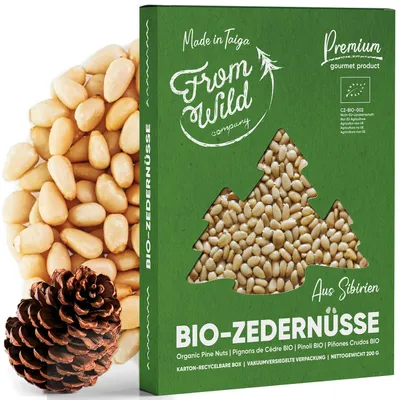 Produktbild von FROM WILD Bio Zedernüsse, Sibirische Pinienkerne, geschält, 200g