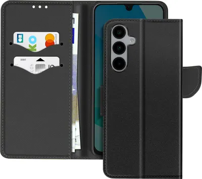 Produktbild von Avizar, Samsung Galaxy A16 Fancy Portemonnaie-Hülle mit Kartenfächern, Schwarz