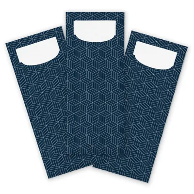Produktbild von itenga 100x Bestecktasche aus Papier Muster Geometrie DUNKELBLAU beige