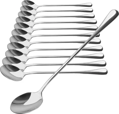 Produktbild von com-four® 12x Longdrinklöffel Löffelset - Löffel mit langem Stiel - Eislöffel Lange Löffel Dessertlöffel Ice Cream Cocktails Desserts Rührlöffel aus Edelstahl