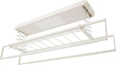 Produktbild von Smart Wäschelift - Elektrischer Decken-Wäscheständer - LED-Beleuchtung - Fernbedienung 20 m - 35 kg Traglast - 130–215 cm verstellbar - Ausziehbar, klappbar - Weiß