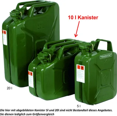 Produktbild von Benzinkanister 10 Liter Stahlblech, auslaufsicher, mit Bajonettverschluss