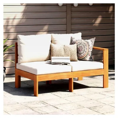 Produktbild von Gartensofa mit 1 Armlehne, 2-Sitzer aus massivem Akazienholz, Lounge Sofa für den Außenbereich, Garten Loungemöbel, Gartenlounge