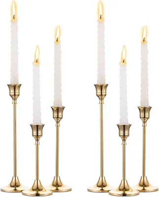 Produktbild von Kerzenständer, Kerzenhalter, 6er-Set Kerzenleuchter, Vintage Stabkerze Metall Ständer, für Tisch Kerzenleuchter Hochzeit Housewarming Geschenk