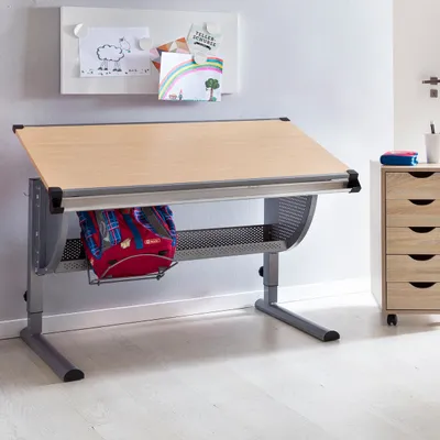 Produktbild von Schreibtisch Kinderschreibtisch MARWIN 120 x 60 cm Grau / Buche